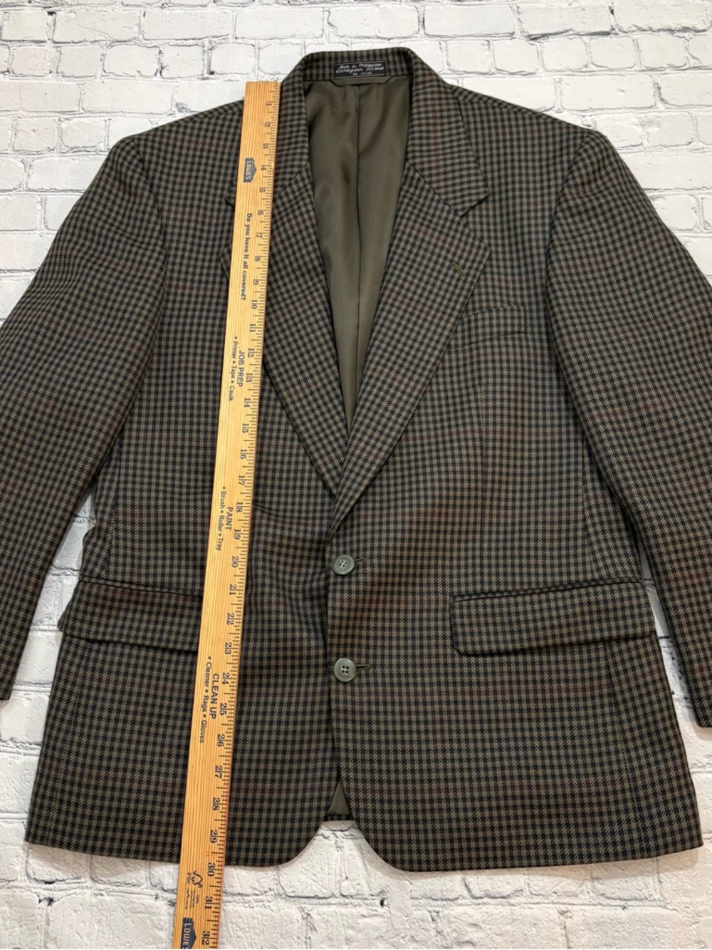 Gianelli Blazer Jacket Mens 40s Olive Green Polyester Wool Blend Houndstooth - Picture 7 of 16